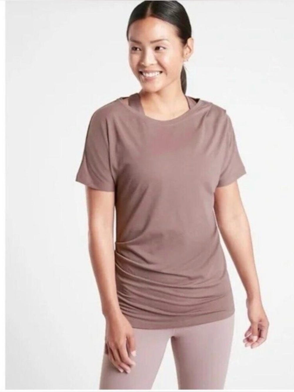 Athleta Essence Pleated Tee - XXS - Dusty Mauve (Women)